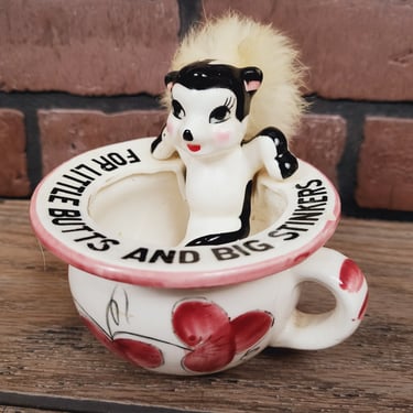Vintage Tilso Ceramic Skunk Cup For Little Butts and Big Stinkers Ashtray 