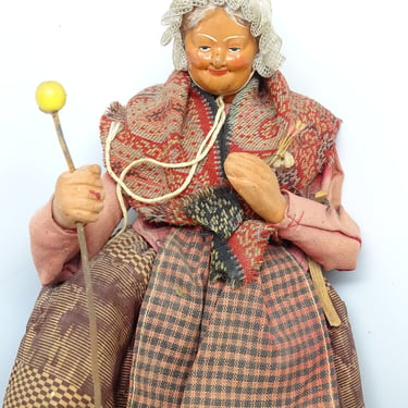 Vintage French  Creche Doll Santon De Provence Simone Jouglas Depose Clay Folk Art for Christmas Putz 