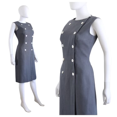 1950s Anne Fogarty Gray Wiggle Sheath Dress - 1950s Gray Sheath Dress - 1950s Anne Fogarty Dress - 50s Gray Day Dress | Size Medium / Large 