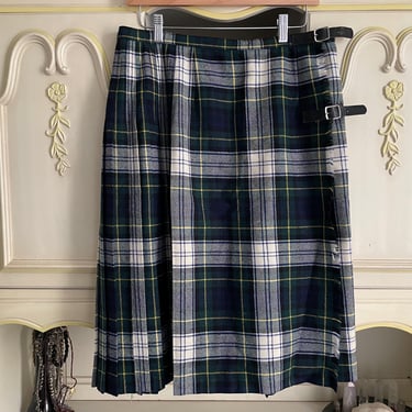 Vintage W. Bill Ltd wool tartan kilt | preppy plaid pleated wrap skirt, womens M/L 