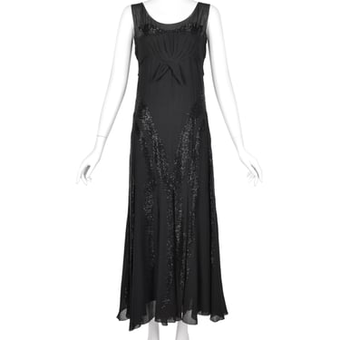 Juliette Courtisien Vintage 1930s Phenomenal Couture French Beaded Silk Georgette Gown