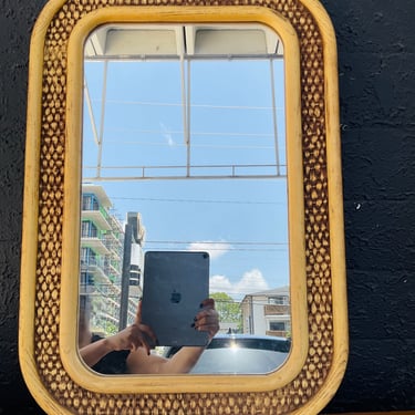 Faux 1970s Wicker Mirror