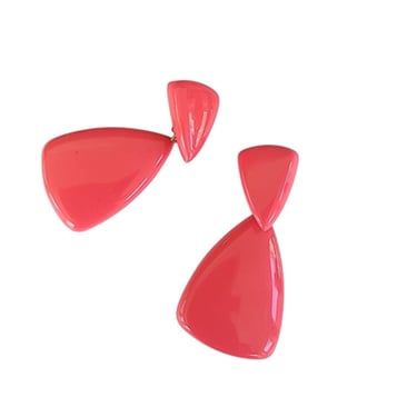 Vintage 60s Pink Earrings Clips Oversized Dangly Lucite 