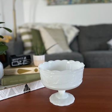 Vintage Milk Glass Footed E.O. Brody Compote/Footed Vase 