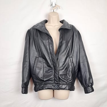 Vintage 80s Black Leather / Leatherette Jacket 