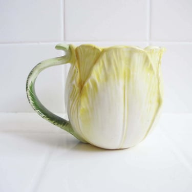 Vintage Tulip Flower Mug - 80s Sculptured Tulip Ceramic Coffee Mug - Cottagecore Aesthetic Kitchen - Best Friend Gift 