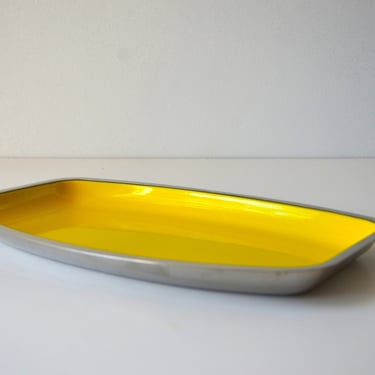Vintage Bright Yellow Enameled Stainless Serving Tray by Cathrineholm, Norway 