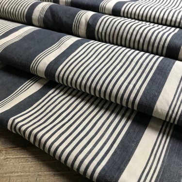 French Indigo Stripe Ticking Fabric Remnant, Faded Blue Indigo, Sewing Upholstery Projects, Historical Fabric Textiles, 4 Meters 