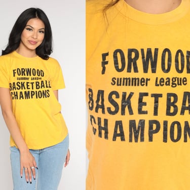 Forwood Elementary Shirt 60s 70s School Basketball Champions T-shirt Retro Summer Camp League Sports Graphic Tee Yellow Vintage Small Medium 