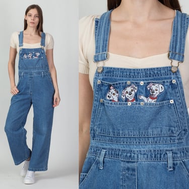 90s 101 Dalmatians Women's Overalls -  Medium | Vintage Disney Cartoon Dog Denim Bib Overall Pants 