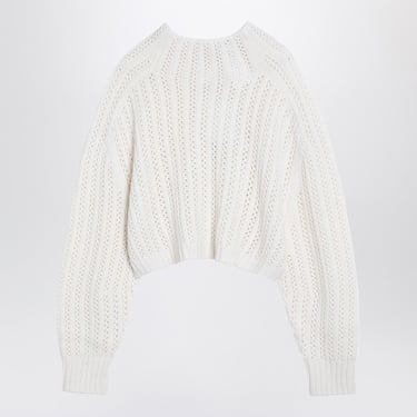 Max Mara White Perforated Wool And Cashmere Sweater Women