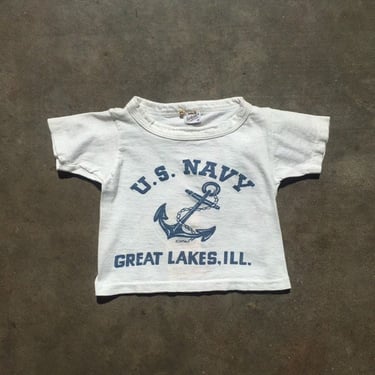 Vintage 1950's Children's / Baby "U.S. Navy Great Lakes, Ill." T-Shirt, Vintage Clothing, Vintage Baby Tees, Children's Vintage 