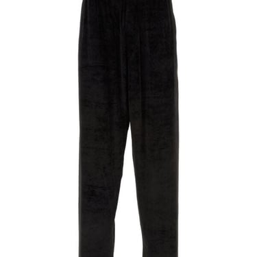 Balenciaga Men Black Stretch Velvet Baggy Pant