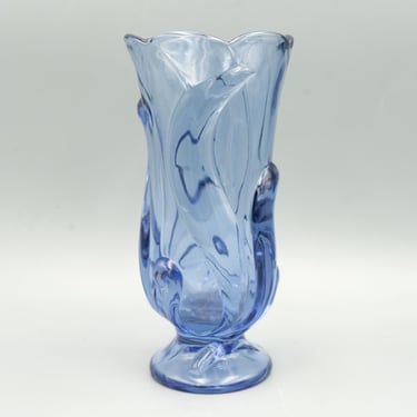 Fenton Stylized Salem Blue Vase | Vintage Collectible Art Glass (1990 - 1992) 