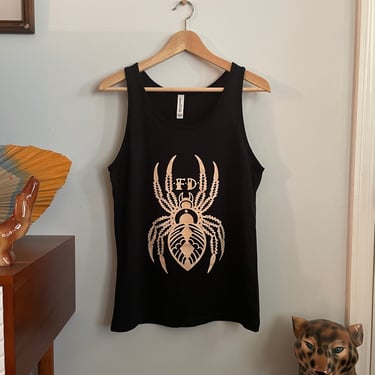 Fast Doll unisex black & creme traditional spider tattoo tank top - loungewear - athleisure - S-XL 