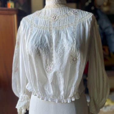 Antique 1910’s Edwardian Cotton Blouse sz Sm 