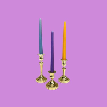 Vintage Candlestick Holders Retro 1980s Baldwin + Smithsonian Institution + Bohemian + Gold + Brass + Set of 3 + Candle Holders + Home Decor 