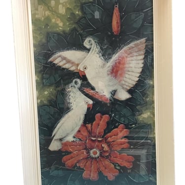 Billy Seay "Lovers" Cockatoo Painted Art Print for Turner, Framed 