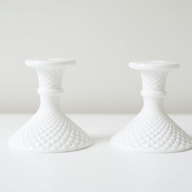 Milk Glass Candlestick Pair 