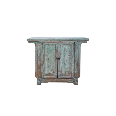 Vintage Distressed Turquoise Finish Slim Narrow Foyer Side Table ws4378E 