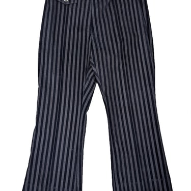 Derek Lam - Navy Velvet & Cotton Striped Crop Flare Trousers Sz 12