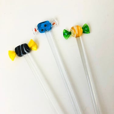 Glass Candy Drink Stirrers - 3 Pieces 
