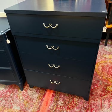 Blue painted chest of drawers. 32.5” x 17.75” x 42.5” 