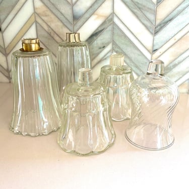 Vintage Votive Clear Glass Peg Hurricane Candleholders | Glass Votives l Glass Peg Candle Cups l Candle Holders 