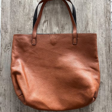 Vintage Leather Tote Bag Large Brown Black Reversible Minimalist Office Travel 