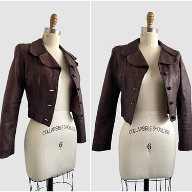 NORTH BEACh LEATHER Vintage 60s Jacket | 1960s NBL Brown Crop Handcrafted Whipstitch Jacket | 70s 1970s Hippie Chic, Rockstar| Size X Small 