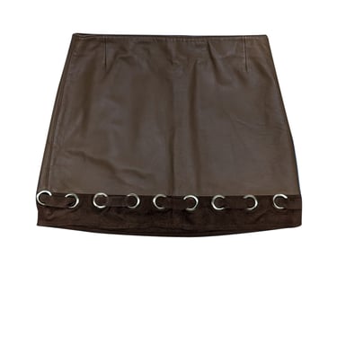 Derek Lam - Tan Lamb Leather &amp; Suede Mini Skirt Sz 0