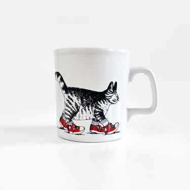 B Kliban Cat Wearing Red Sneakers Coffee Mug 