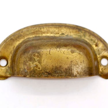 Vintage Pressed Brass 3.375 in. Bin Drawer Pull