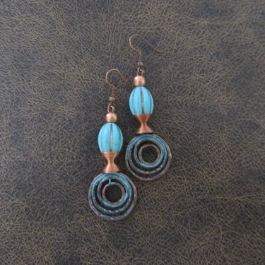 Patinated copper and howlite southwest earrings 