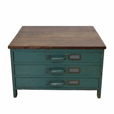 Fir Topped Industrial Low Cabinet