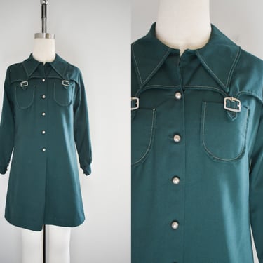 1960s/70s Dark Green Mini Dress 