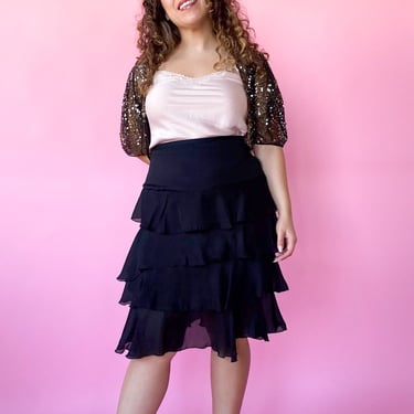 Y2K Black Ruffle Skirt, sz. M
