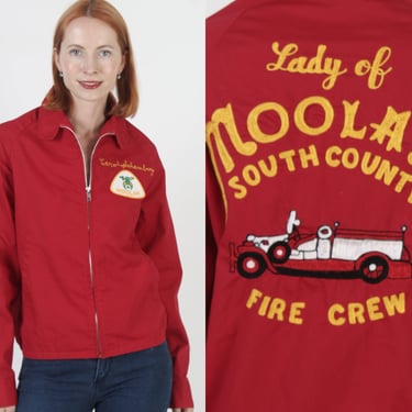 Chain Stitch Embroidered Fire Crew Jacket, Lady Of moolah South County Coat, Vintage 60s 70s Club Member 