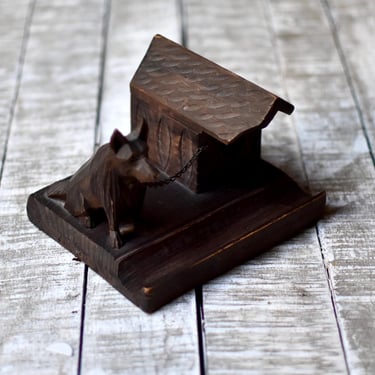 Antique Wooden Inkwell Black Forest Dog Inkwell Collectors Inkwell 