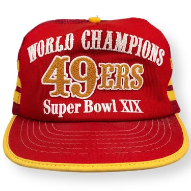 Vintage 1985 3 Stripe San Francisco 49ers World Champions Super Bowl SnapBack Trucker Hat Cap 