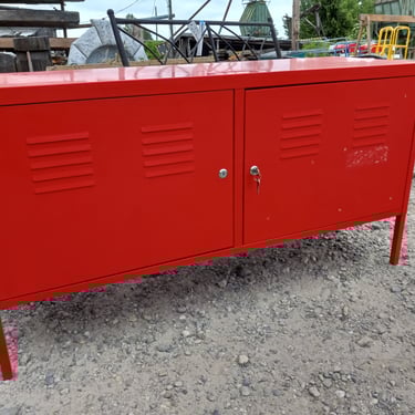 Red Metal Cabinet 45.5 x 15.75 x 24
