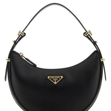 Prada Woman Black Leather Arquã¨ Handbag