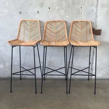 Set of Three Lemon Grass Barstools