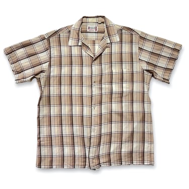 Vintage 1950s "MOORESVILLE" Cotton Sport Shirt ~ M ~ Loop Collar ~ Camp ~ 