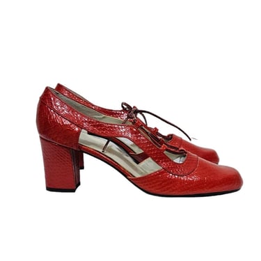 Nancy & John 1970's Lace Up Red Patent Leather Cutout Shoes I Pumps I Sz 9 