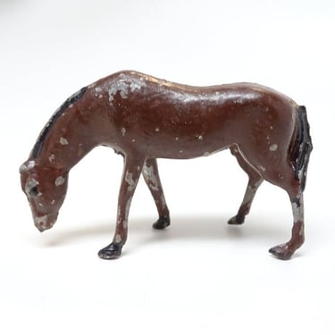 Vintage 1950's Die Cast Lead Horse, Retro Hand Painted Toy 