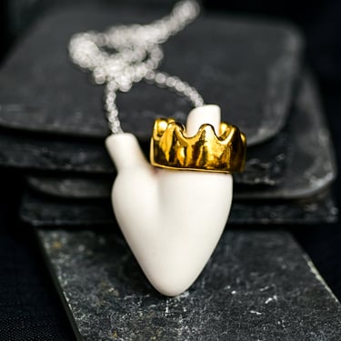 'Majesty' Glazed Porcelain Anatomical Heart Necklace
