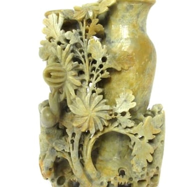 Pierce Form Soapstone Carved Vase 