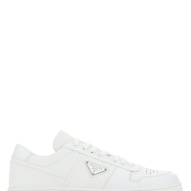 Prada Men White Leather Downtown Sneakers