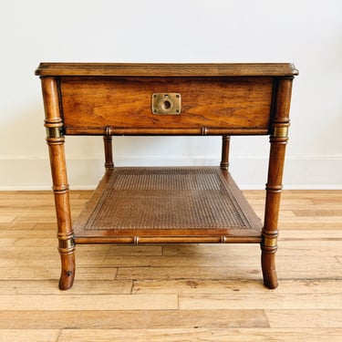 Faux Bamboo Caned Side Table